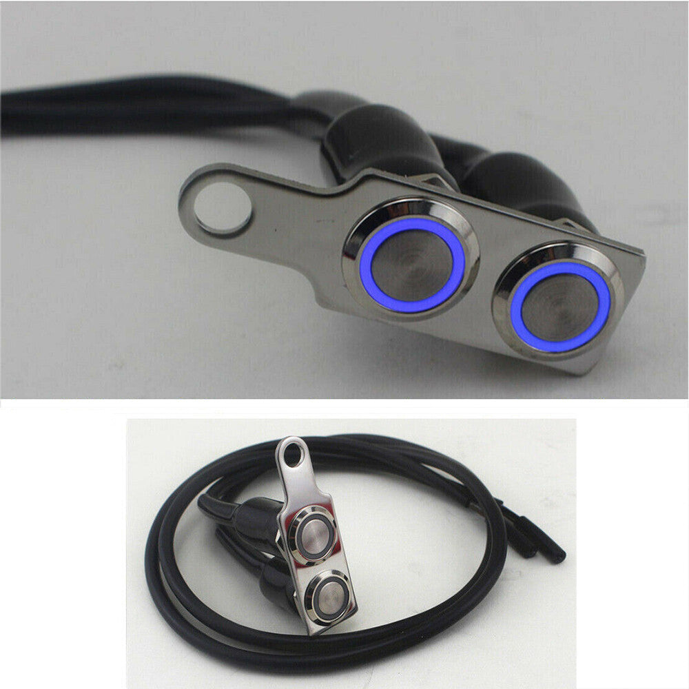 12V DC Blue LED Handlebar Adjust Mount Motorcycle ON-OFF Switch Waterproof Q