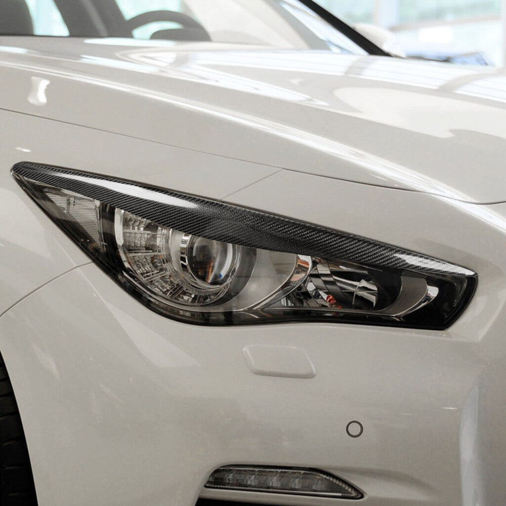 Soft Carbon Fiber Front Headlight Eyelids Eyebrow Cover for Infiniti Q50 2014-22