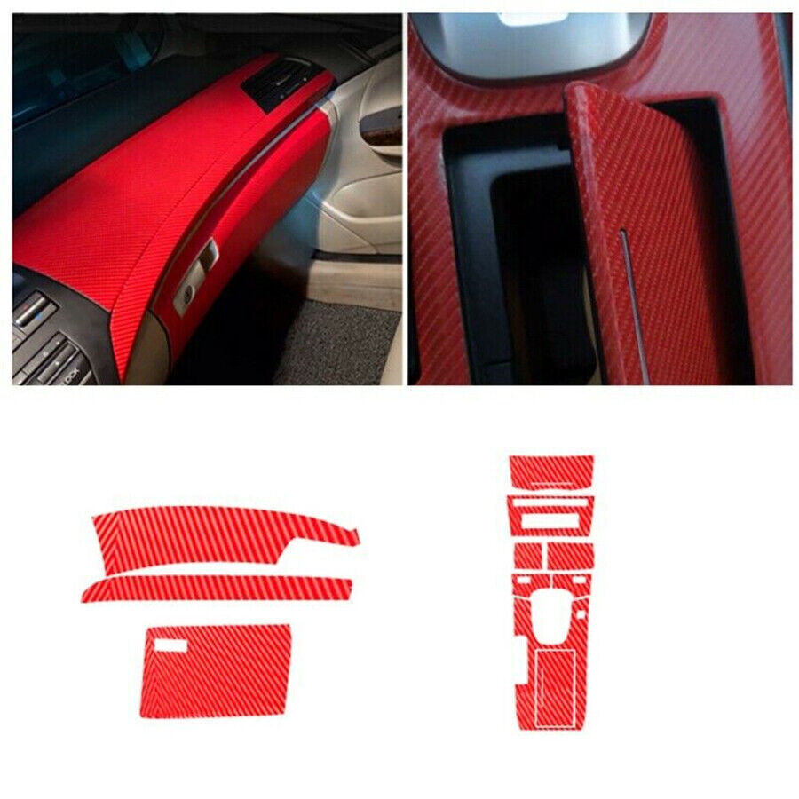29x Red Carbon Fiber Style Car Interior Kit Cover Trim For 2008-12 for Honda for Accord