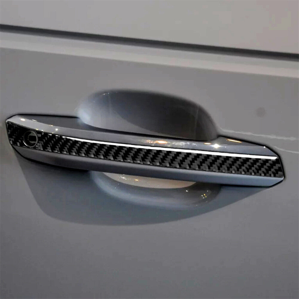 for Audi A4 A4L B9 2017-19 RHD Exterior Side Door Handle Panel Trim Carbon Fiber