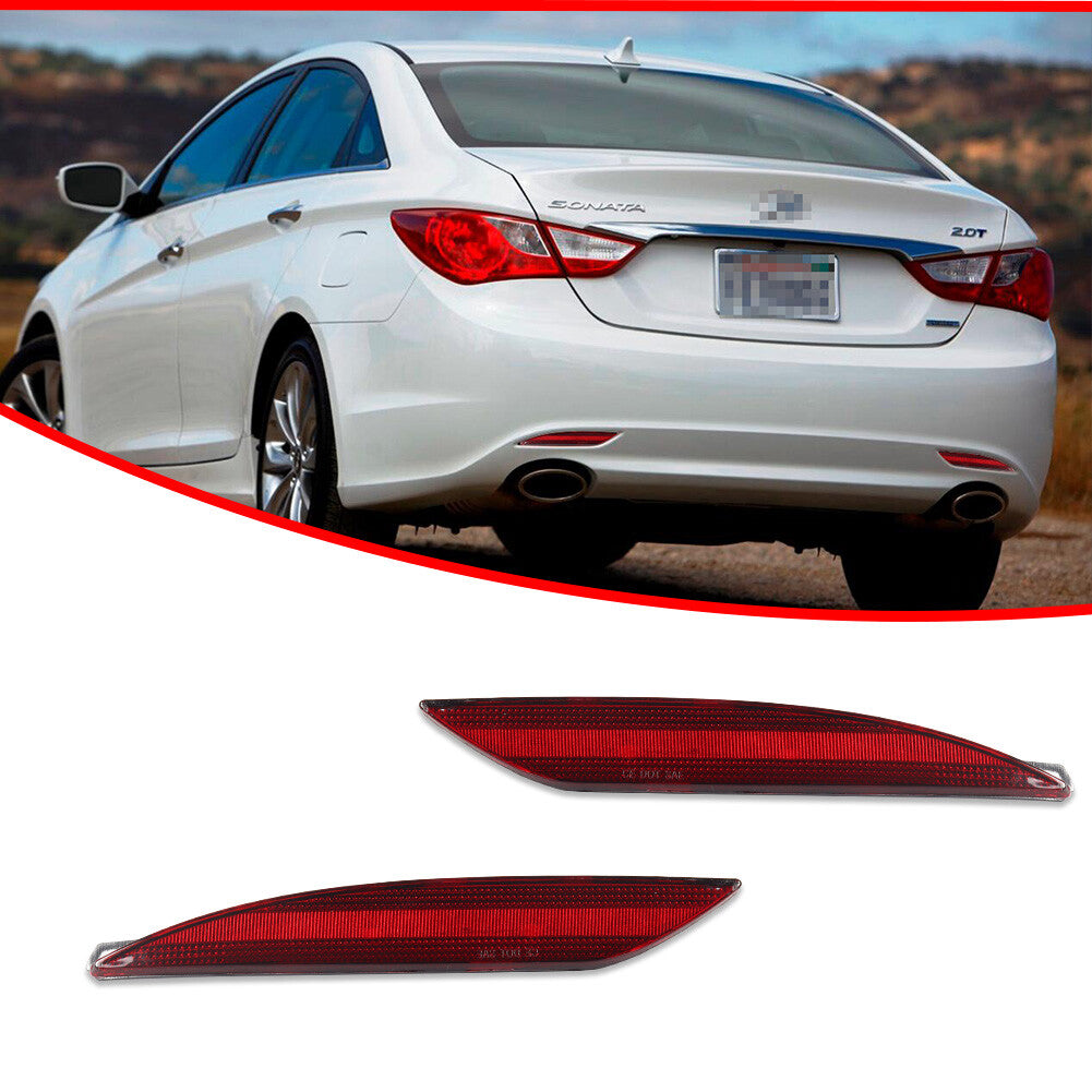 Red rear bumper reflector 2 piece set left and right sides for 2011 - 2014 for Hyundai Sonata - v