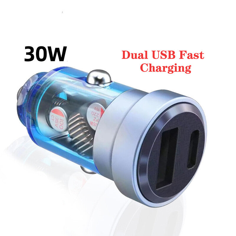for Mini Dual USB PD Type-C Car Charger 30W Fast Charging Adapter for Cigarette Lighter - n