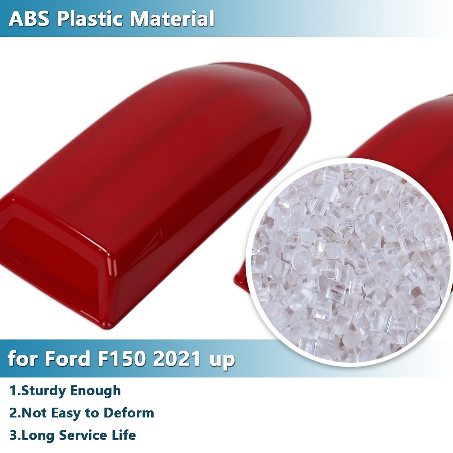 2PCS Red Top Roof Antenna Base Cover Trim Stickers Cap for Ford F150 2021-2024
