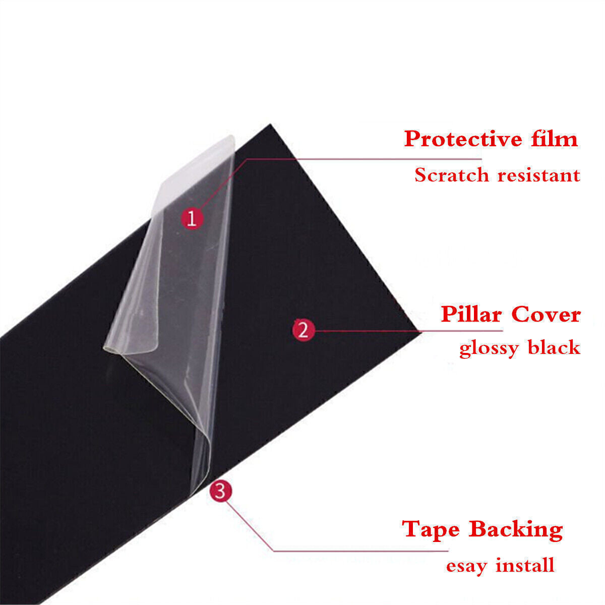 for Mazda CX-5 17-24 Gloss Black Look PC Window Center BC Pillar Post Cover Trim