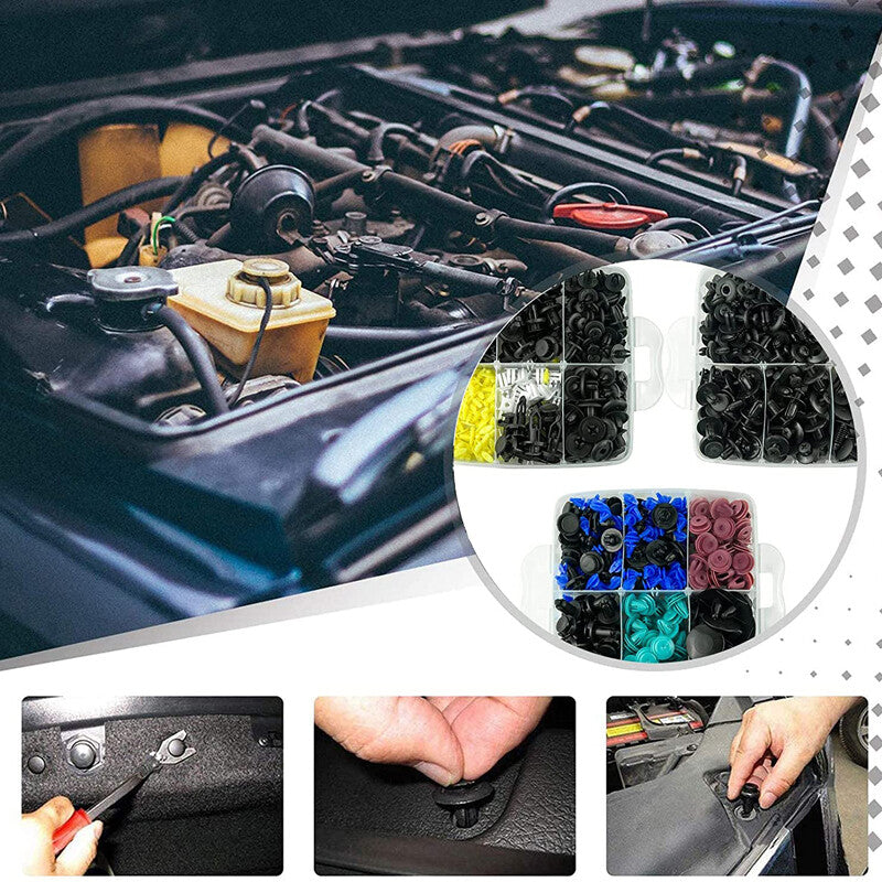 745¡ÁCar Push Pin Rivet Trim Panel Fastener Clip Molding Assortment Box W/ Tools v