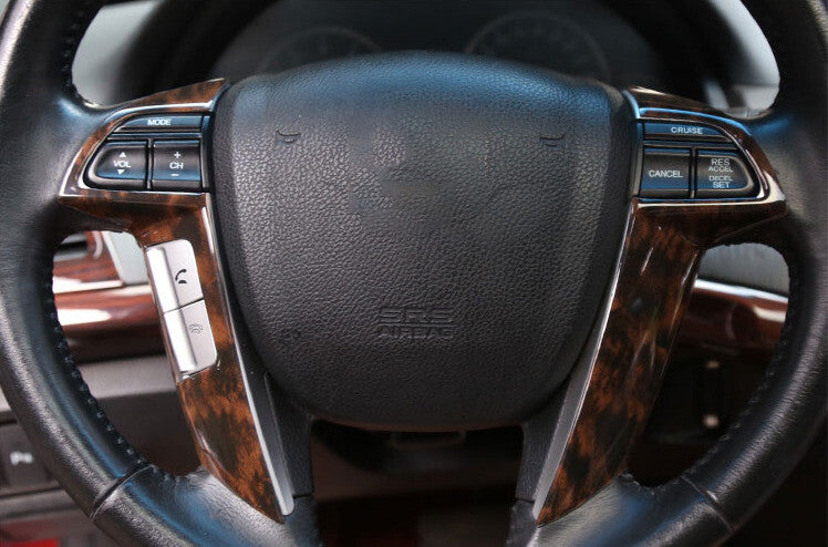 Steering Wheel Button Frame Trim 2 for Honda Accord Crosstour 08-13 Wood Grain
