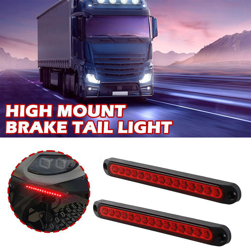 2-Pack Red LED Sealed Trailer Truck RV Stop Rear Steering Brake 10-inch Light Strip n