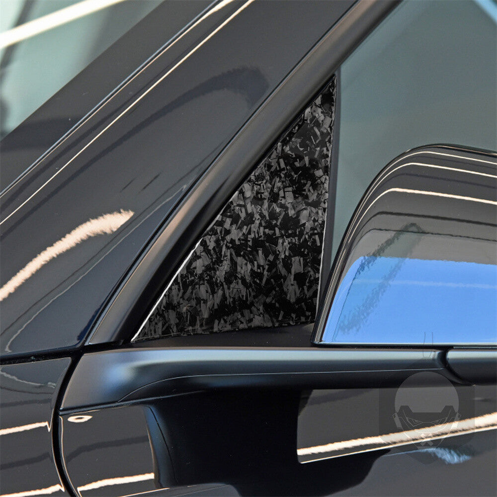 for Tesla for Model Y 2020-22 Front Door A-pillar Triangle Cover Forged Carbon Fiber