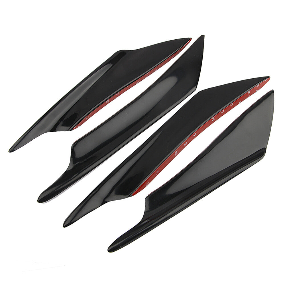 4-Piece Car Bumper Fin Cannon Separator Diffuser Valence Spoiler Lip Gloss Black