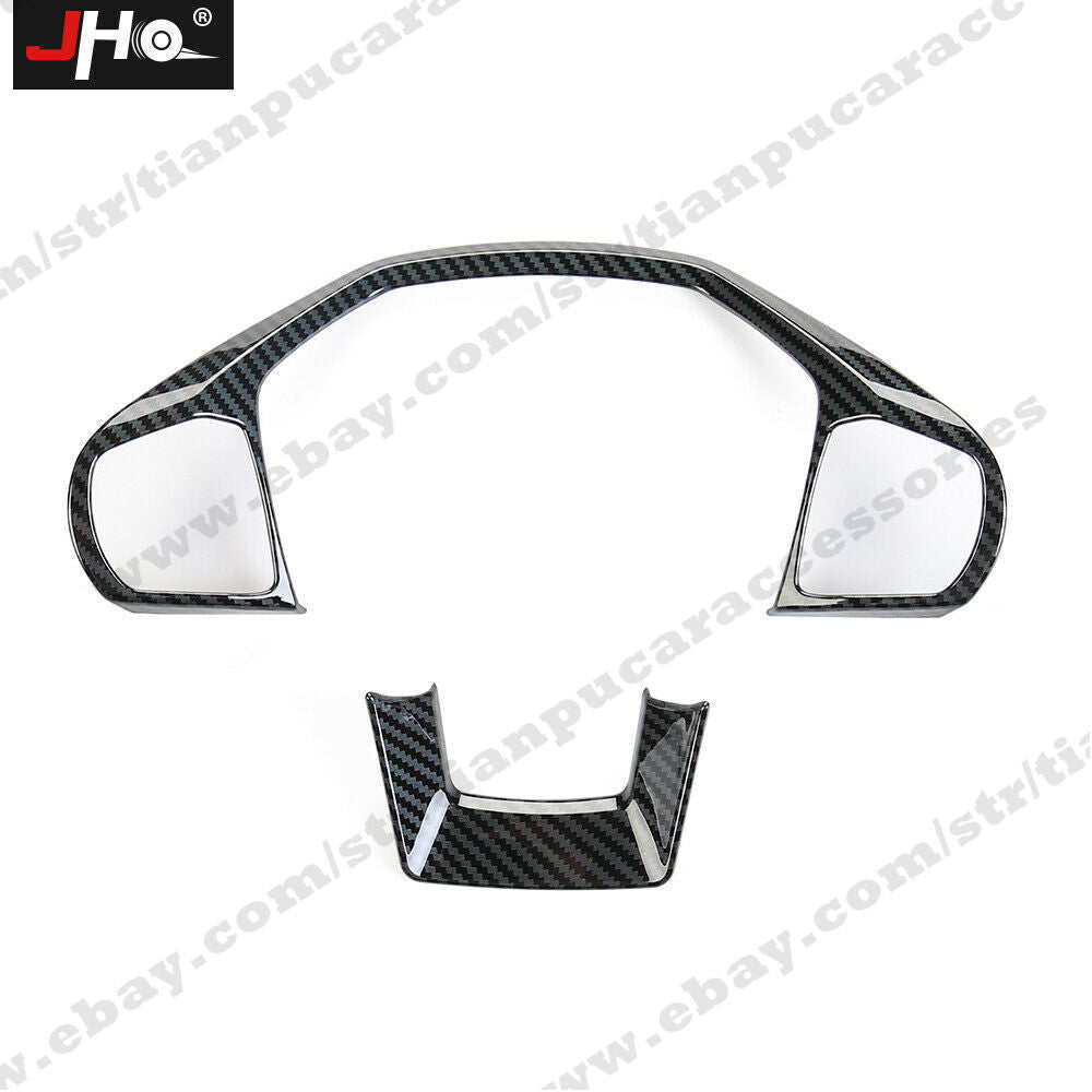 Carbon Grain Steering Wheel Frame Overlay Cover Trim for Ford Explorer 2020-2023