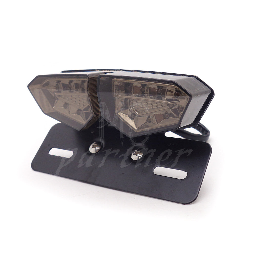 Motorcycle Smoke LED Tail Brake Turn Signal License Plate Integrated Light 12V Q