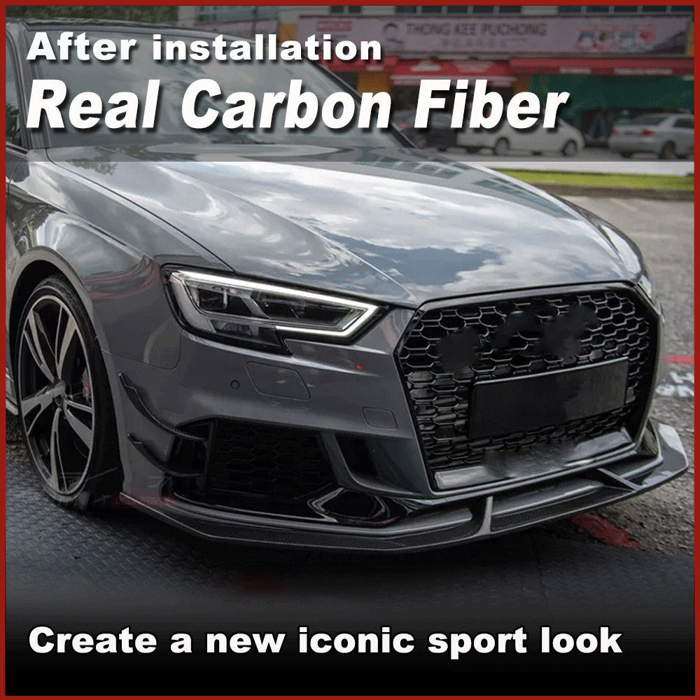 Fit for Audi 8V RS3 2017-19 Real Carbon Fiber Front Bumper Fins Canard Splitters