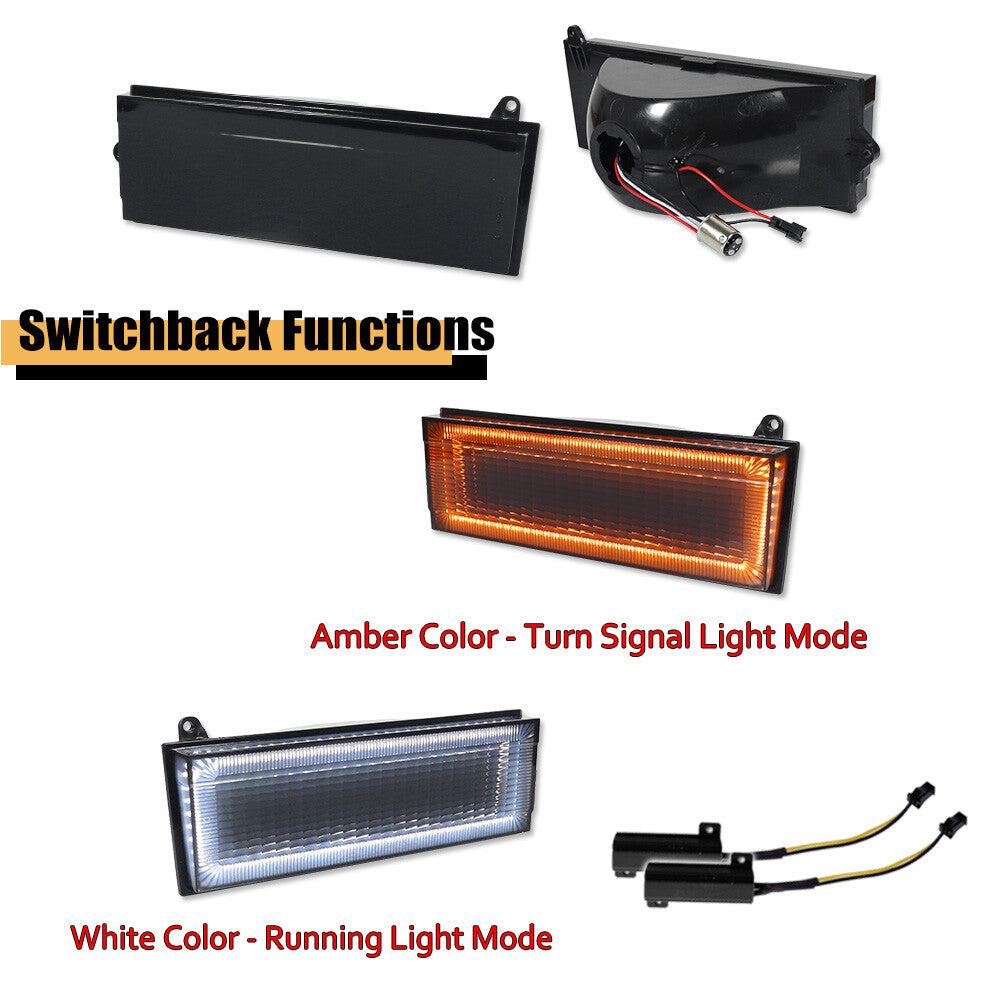 Pack Smoked DRL Turn Signal LED Lights for 84-96 for Jeep Cherokee and 86-92 Comanche - v