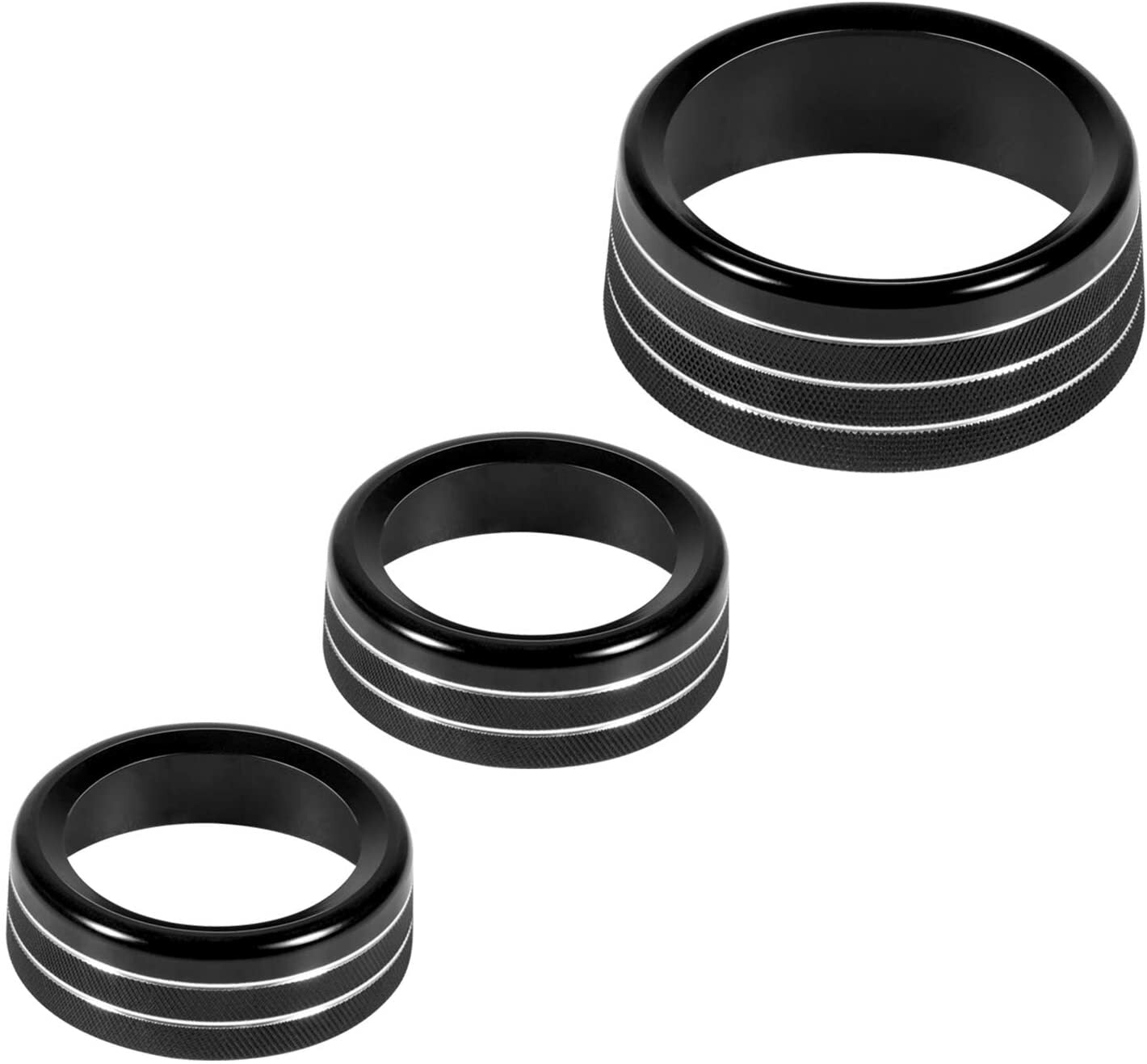 3pcs BLACK AC Switch Volume Button Trim Ring Knob Covers for Dodge for Ram 2013-2018