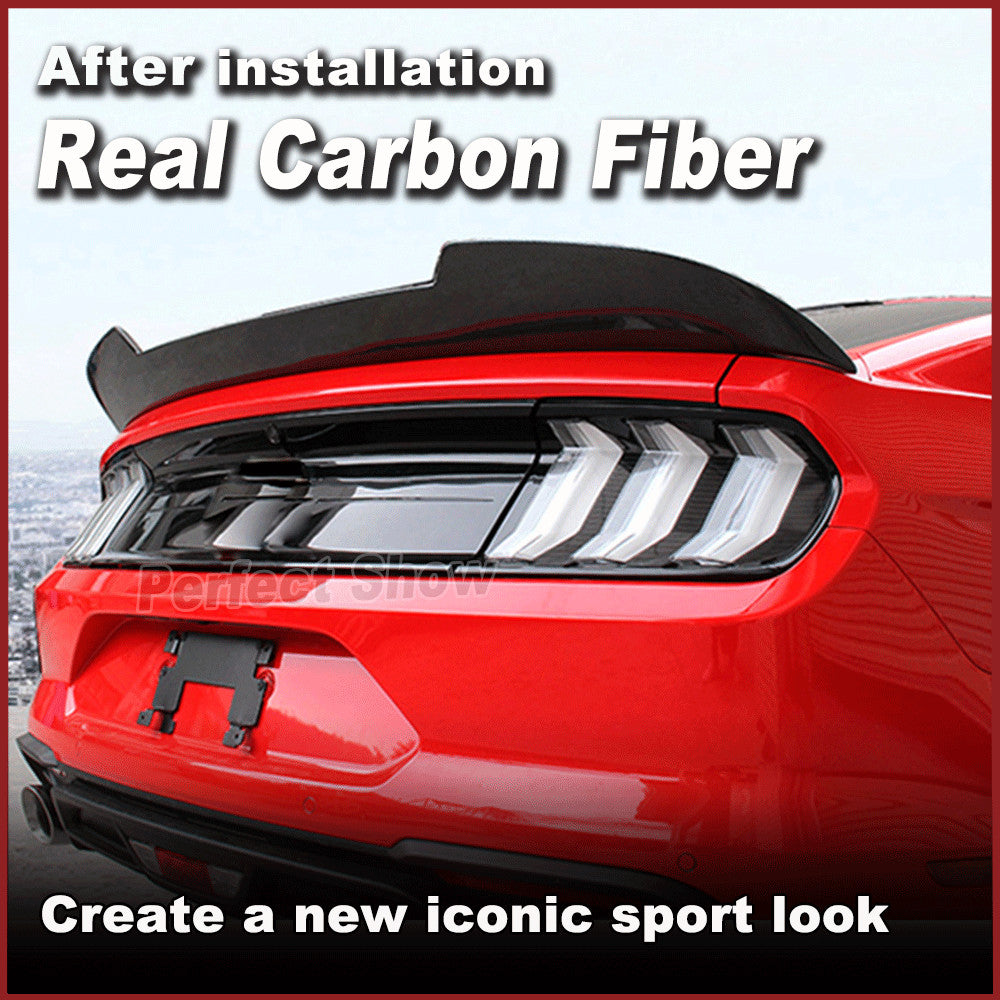 for Ford for Mustang Coupe 2015-19 REAL CARBON Rear Trunk Boot Spoiler Tail Wing Lip