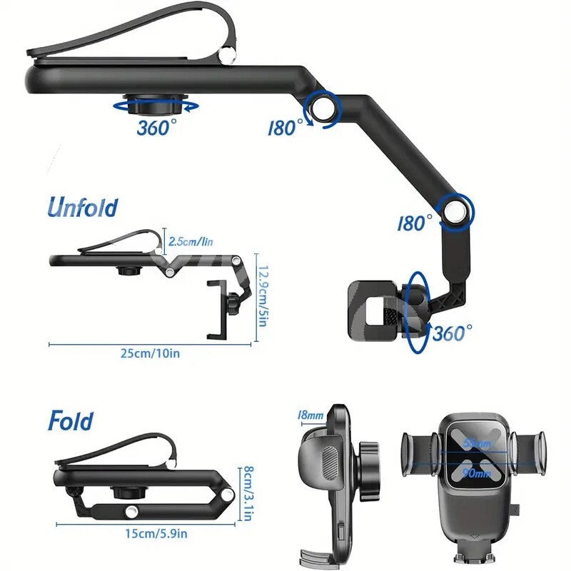 360° Car Phone Sun Visor Holder Mount Skid-Proof For 4-7In Cell Phone GPS