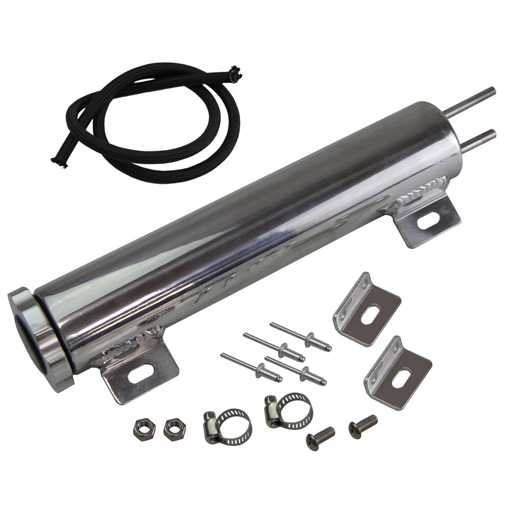 2x10 Aluminum Radiator Universal Overflow Tank+AN4 Nylon Braided Hose 1Meter
