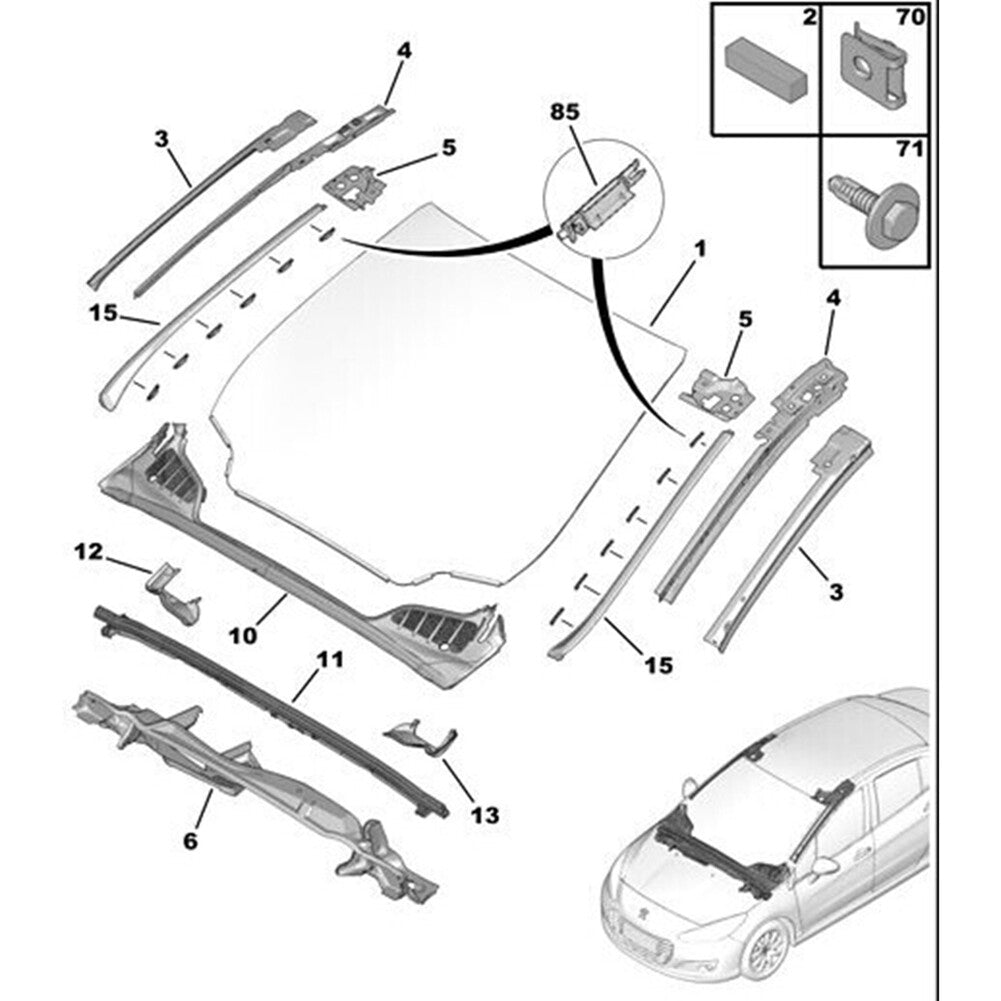5 Car Front Windscreen Side Trim Clips for Peugeot