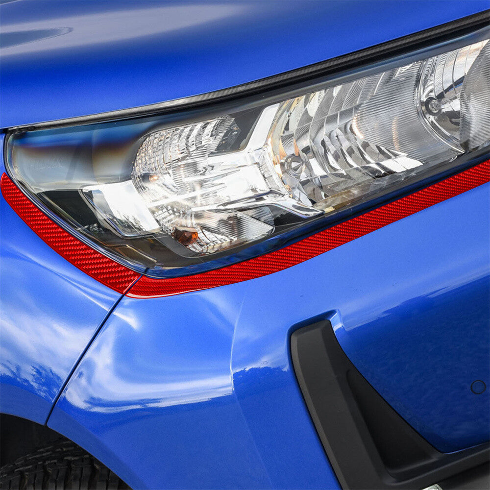 For Toyot@ Hilux Revo 2015-21 Red Carbon Front Headlight Eyelids Eyebrow Cover¡Á4