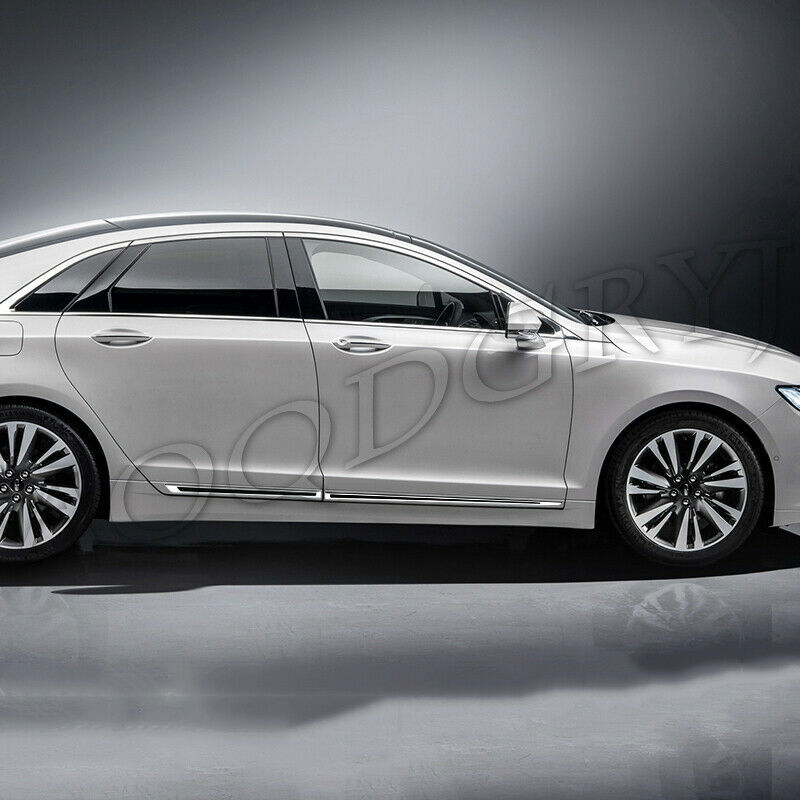 for Lincoln MKZ 2017-2020 Chrome Black Door Body Side Moulding Strips Cover Trim