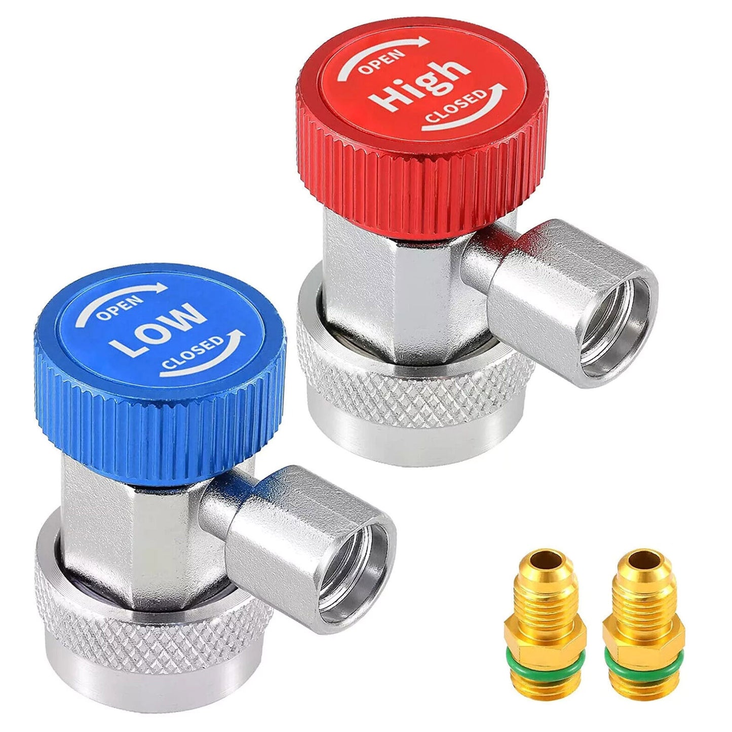 2PCS A/C R134A Quick Coupler Adapter Car HighLow Side HVAC SAE Male Flare Parts
