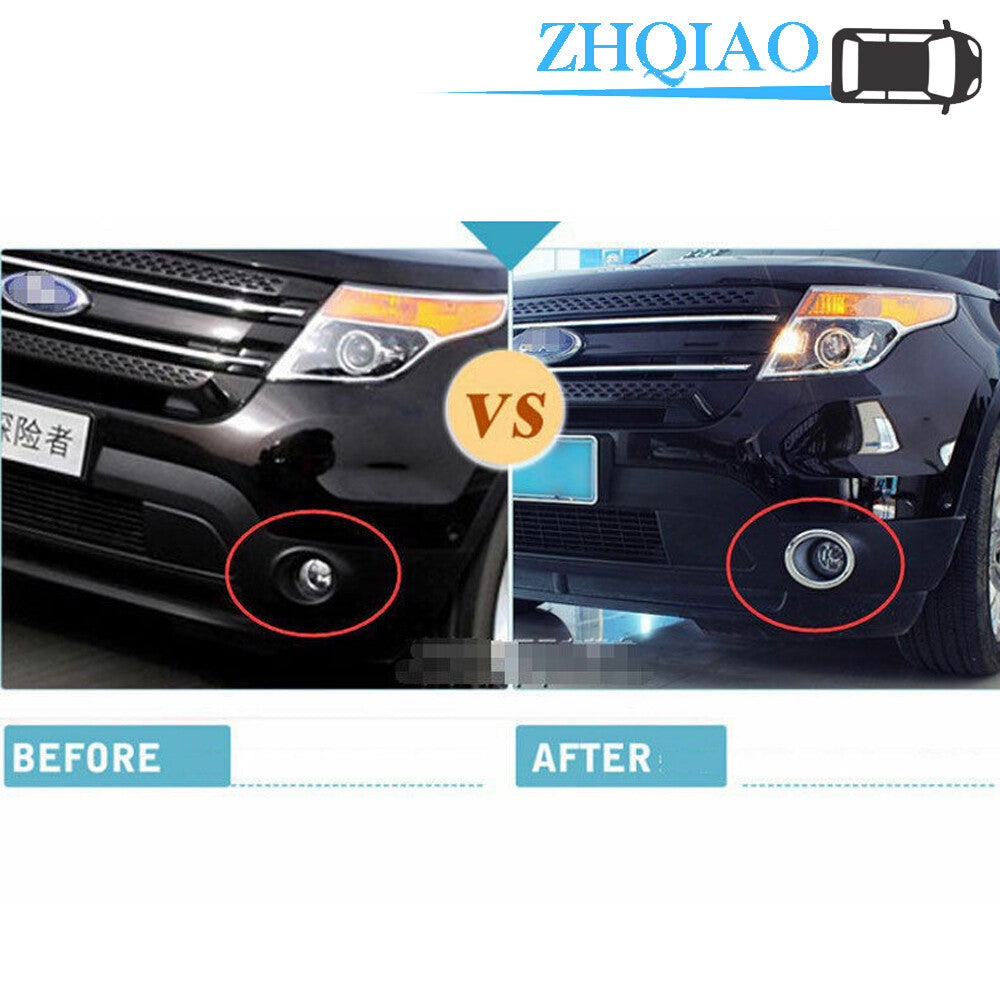 Chrome ABS Car Front Fog Light Lamp Cover Trim 2pcs Fits for Ford Explorer 2011-2015