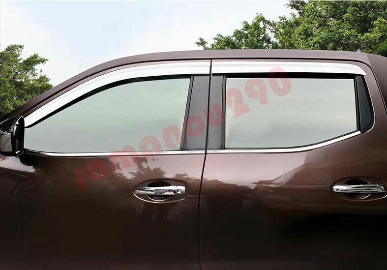 for Nissan Frontier D40 2015-2020 Chrome Window Visor Vent Shield Sun Rain Guard