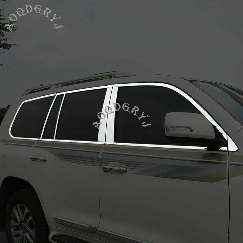 Chrome Stainless Full Window Frame Sill Trim Cover for Toyota for Land Cruiser 08-21