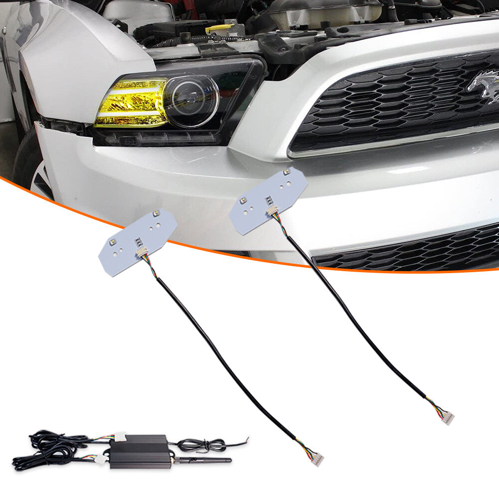 Multi-color changing RGB LED headlight angle eye ring kit for 13-14 for Mustang - v