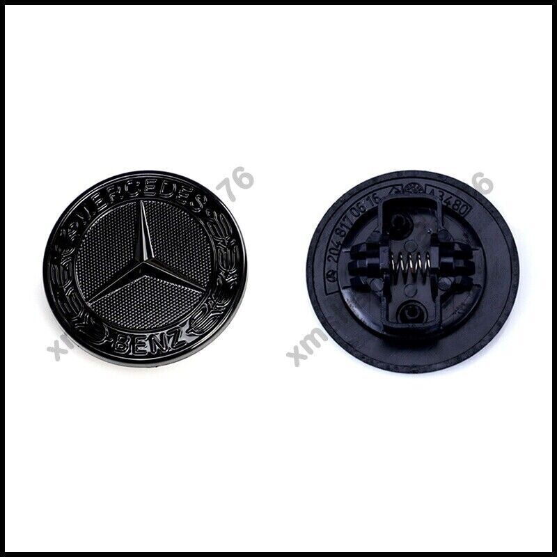 AMG front grille badge, glossy black, flat laurel wreath badge, for Mercedes W205 W213