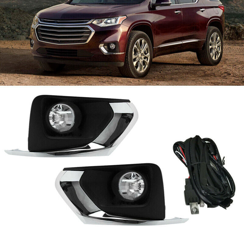 Set Front Bumper FogLamp Light w/bezel For 2018-2021 for Chevrolet Traverse Complete