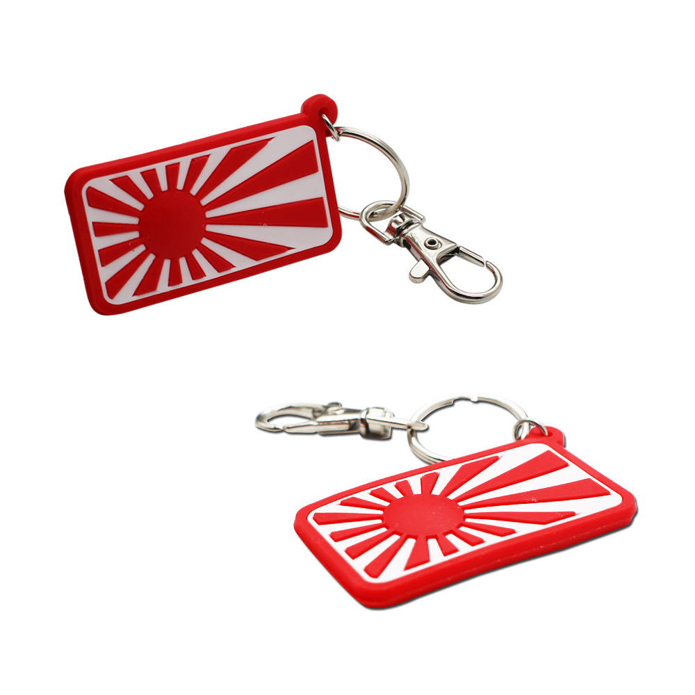 JDM style soft rubber rising sun pattern WAKABA Japanese flag keychain Q