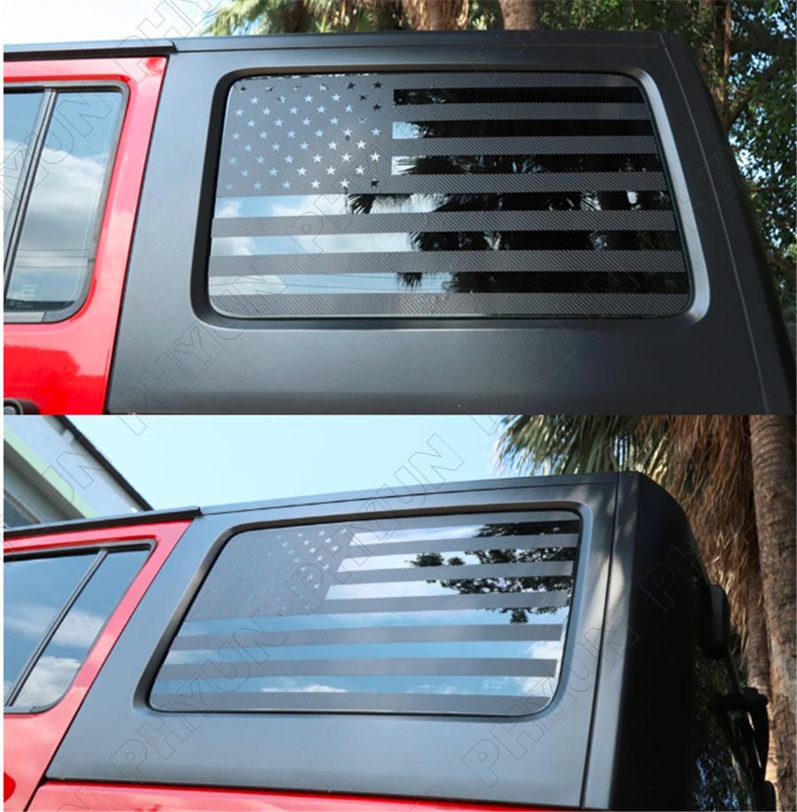 American Flag Sticker Rear Window Decals For 2007-17 for Jeep for Wrangler JK JKU 4Drs Q