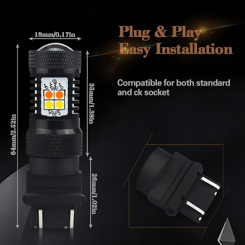 3157 3156 White Amber Dual Color Switch LED Turn Signal Bulb 4157NAK B- v