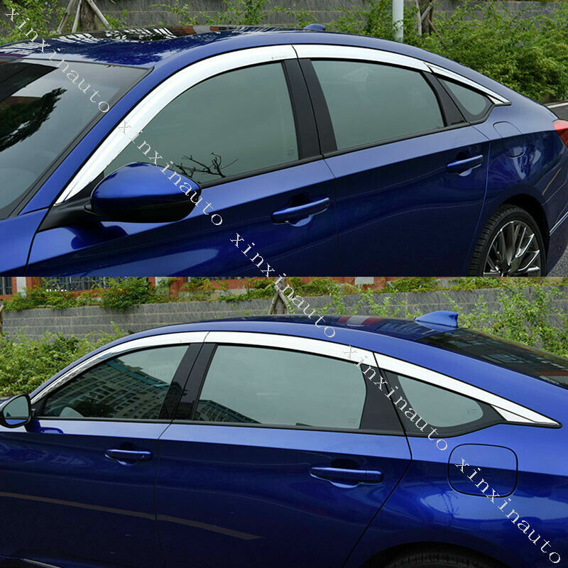 6P Chromed Window Visor Vent Sun Shade Rain Guard for Honda Accord 4DR 2018-2021