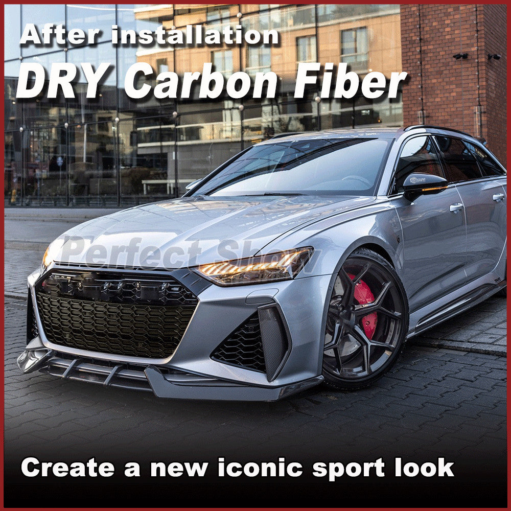 for Audi RS6 Avant 2019-2023 Dry Carbon Fiber Front Bumper Scoop Air Vent Covers