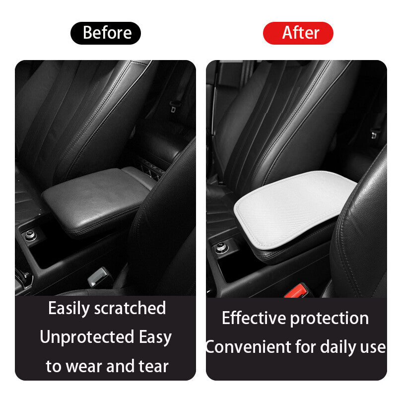 1Pc Carbon Fiber Car Center Console Armrest Mat Pad Cover New Accessory White