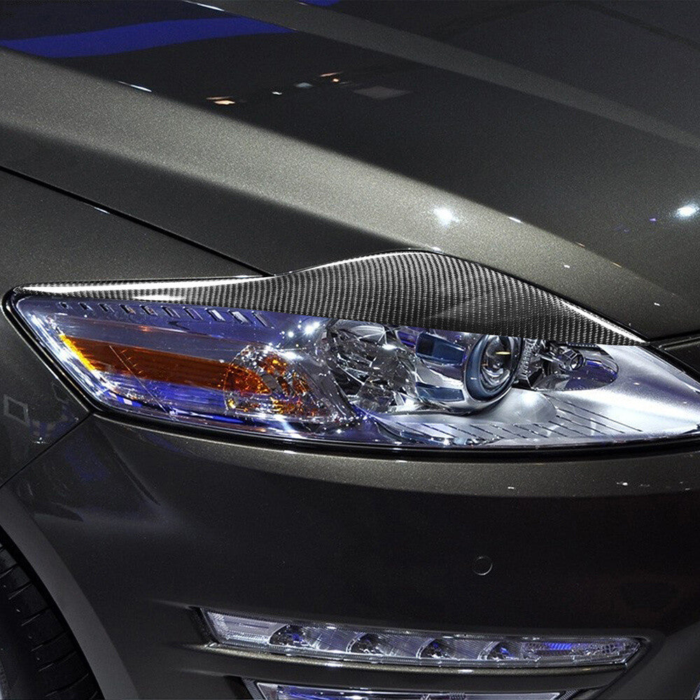 2¡ÁSoft Carbon Fiber Headlight Eyelids Eyebrow Trim for Ford Mondeo MK4 2007-2013