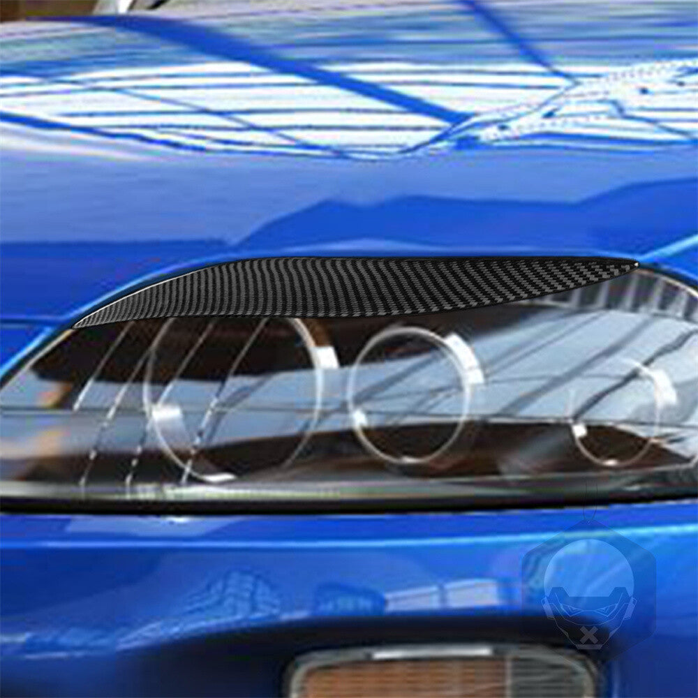Carbon Fiber Front Headlight Eyelids Eyebrow Trim Fit For T@yota Supra 1993-1998