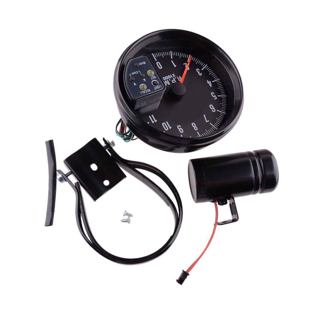5 7 Colors Tachometer 11K RPM Speedometer Tach Gauge With Shift Light Black new n