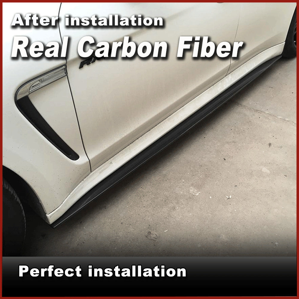 Fit for Porsche for Panamera 2010-2013 REAL Carbon Side Skirt Extension Lip Spoiler