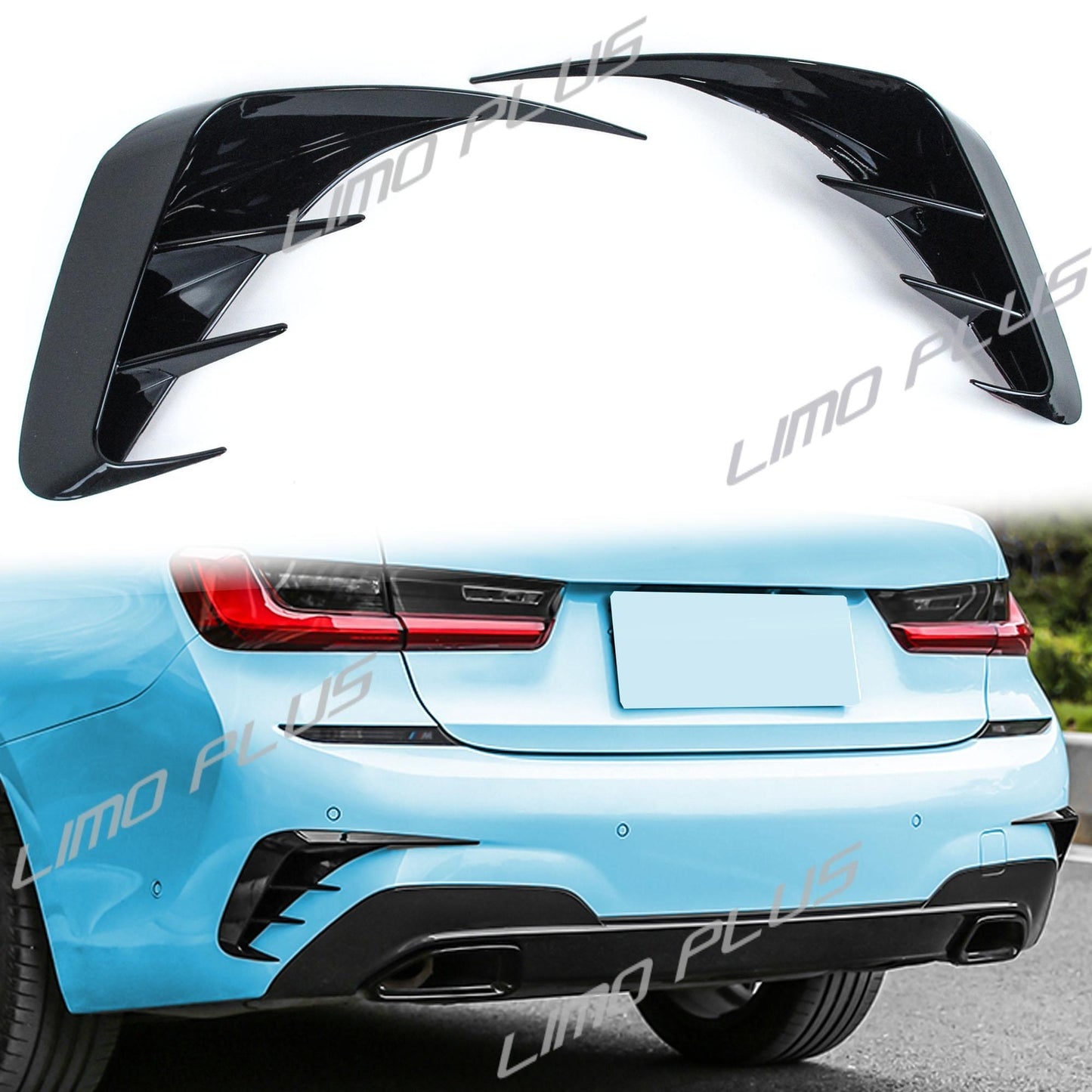 Gloss Black Rear Air Vents Splitters for 3- G20 M340i 330i 2019-2022 v