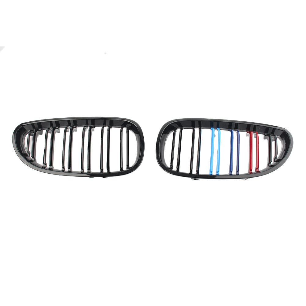 Front Kidney Grill Grille Gloss Black for BMW E60 E61 03-2010 Left Right Pair