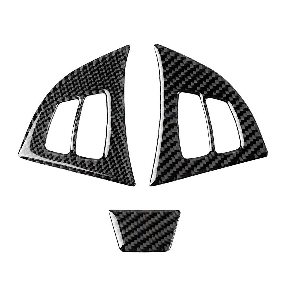3Pcs Interior Inner Carbon Fiber Steering Wheel Cover Trim for BMW X5 X6 E70 E71