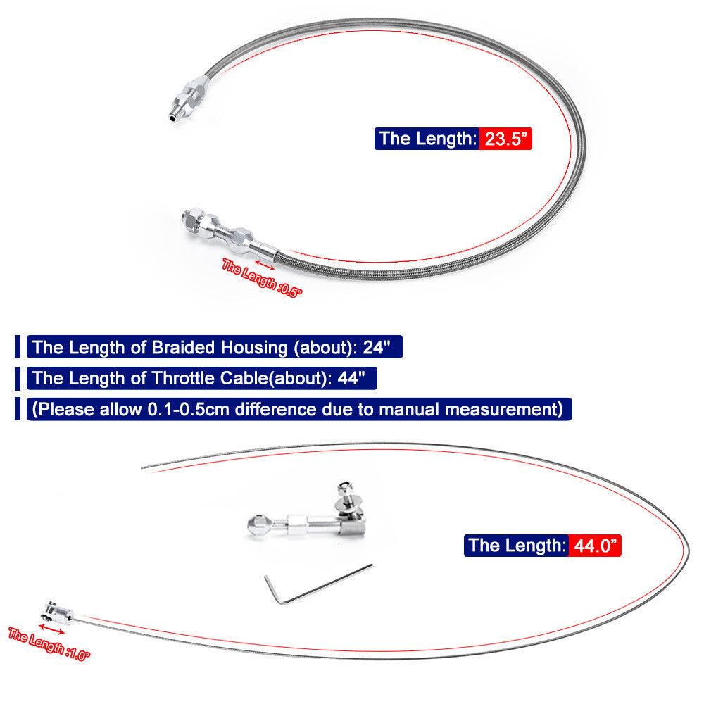 24 Stainless Steel Housing Throttle Gas Carburetor Cable for Ford for Chevy GM
