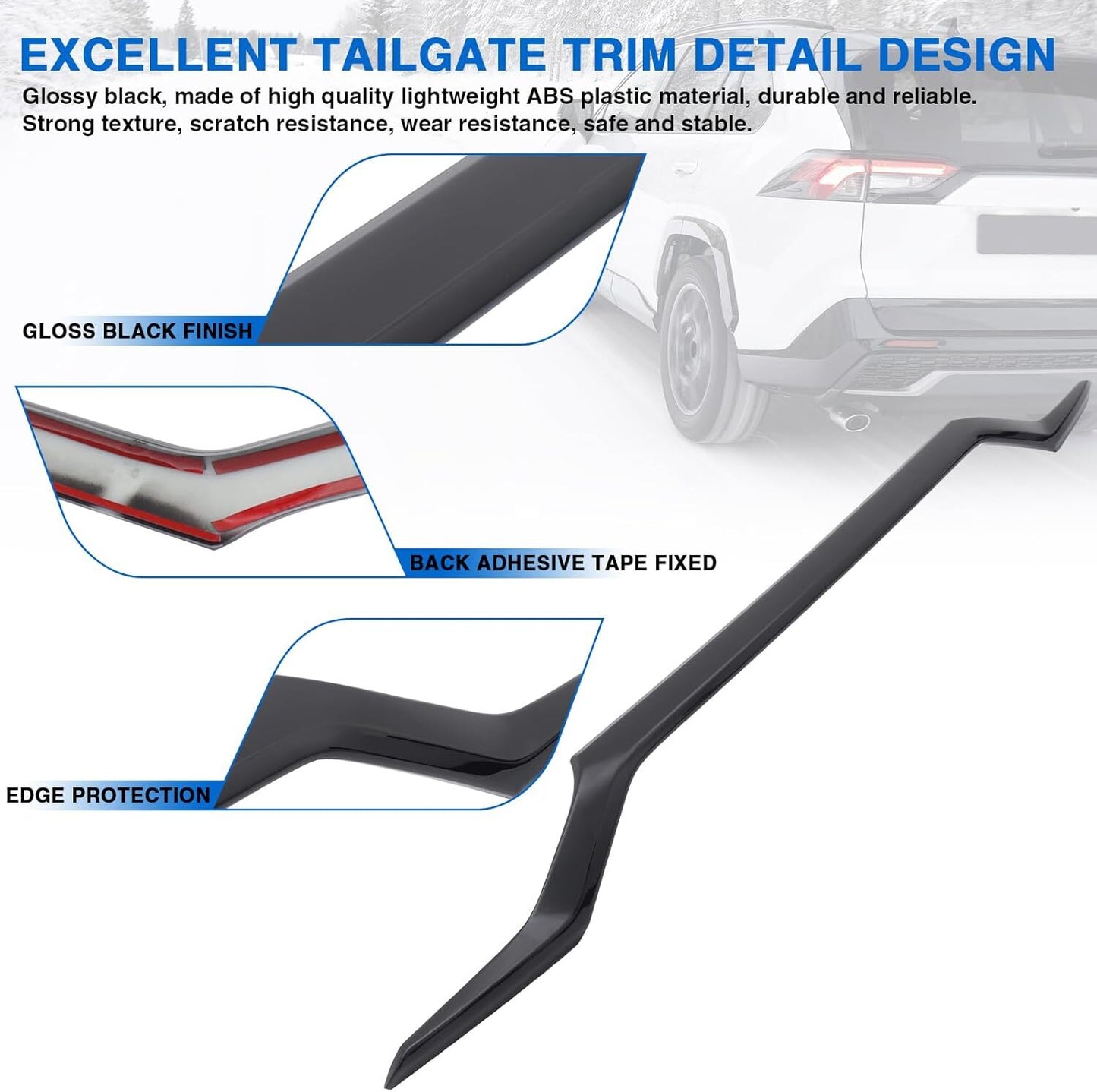 Rear Trunk Window Cover Trim Glossy Black For 2019-2023 for Toyota RAV4