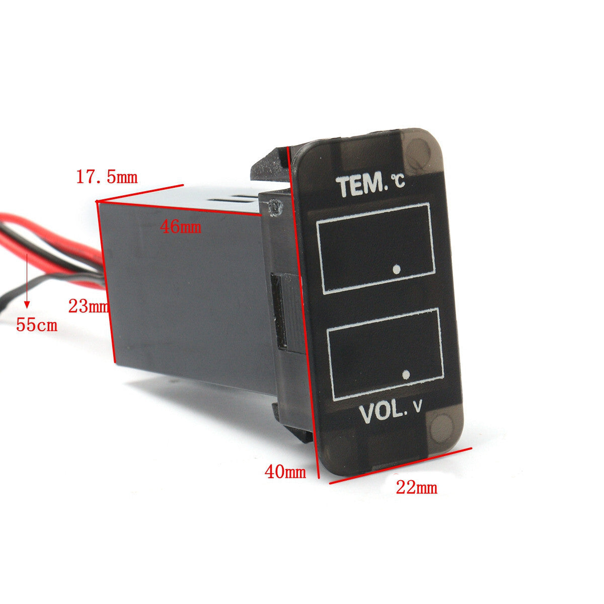 Automotive LED Digital Voltmeter/Temperature Voltmeter Monitor for Toyota /Black Q