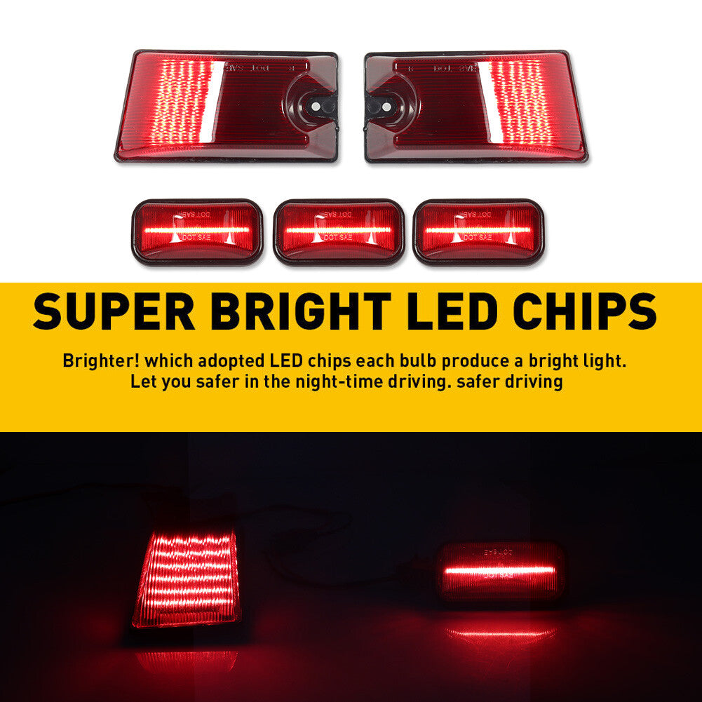 Blood Red Lens LED Roof Cab Marker Lights for 2003 - 2009 for HUMMER H2 SUV SUT 5 pcs - v