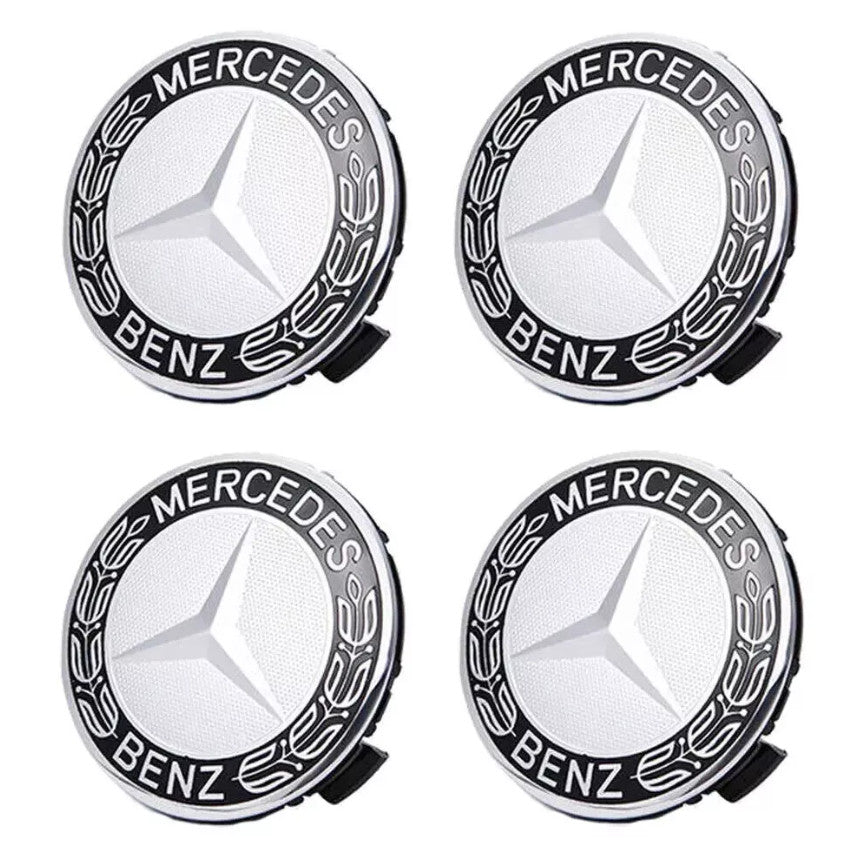 4pcs Alloy Wheel Centre Caps 75mm Badges Black Hub Emblem - SET