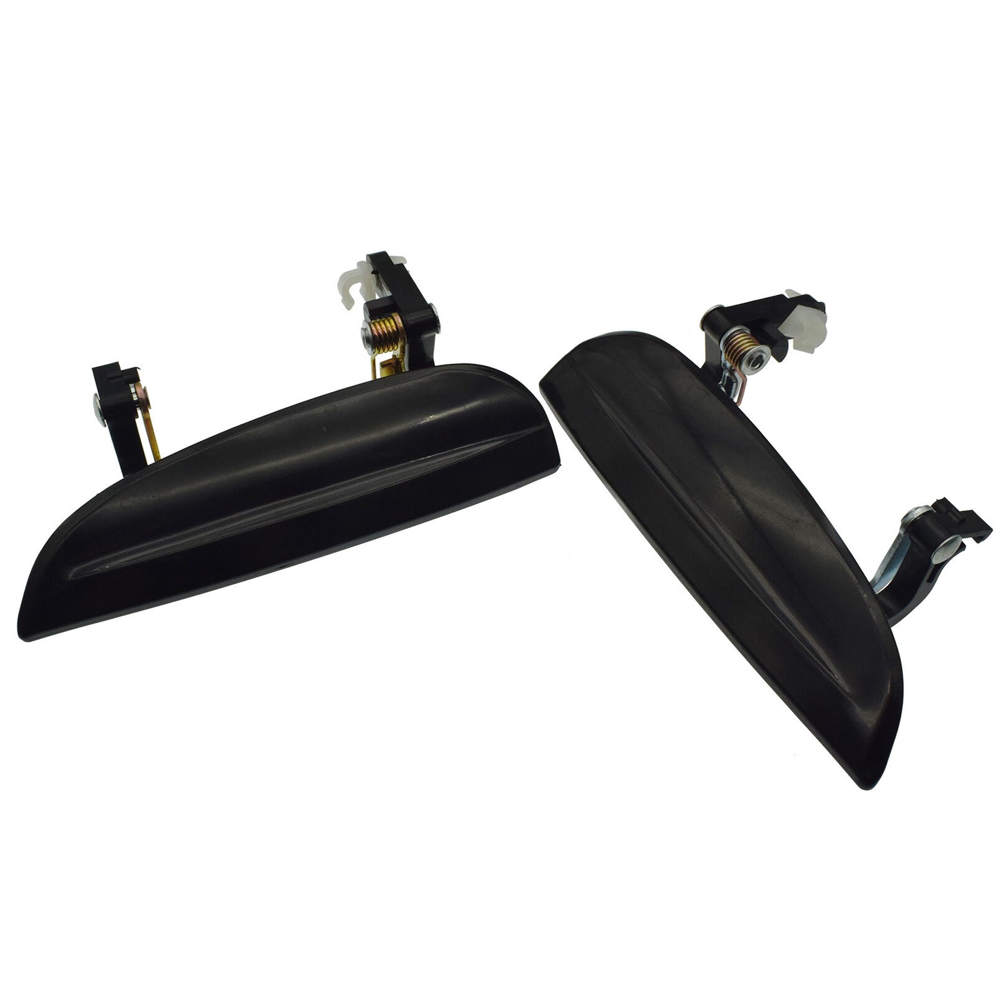 A pair of black front left and right exterior door handles suitable for the 2003-2005 for Kia Rio- v